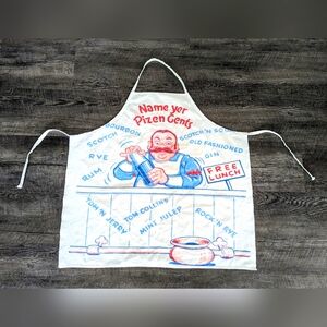 Vintage 1950s Antique Cloth Bartender’s Apron Name Yer Pizen Gents Booze Fun